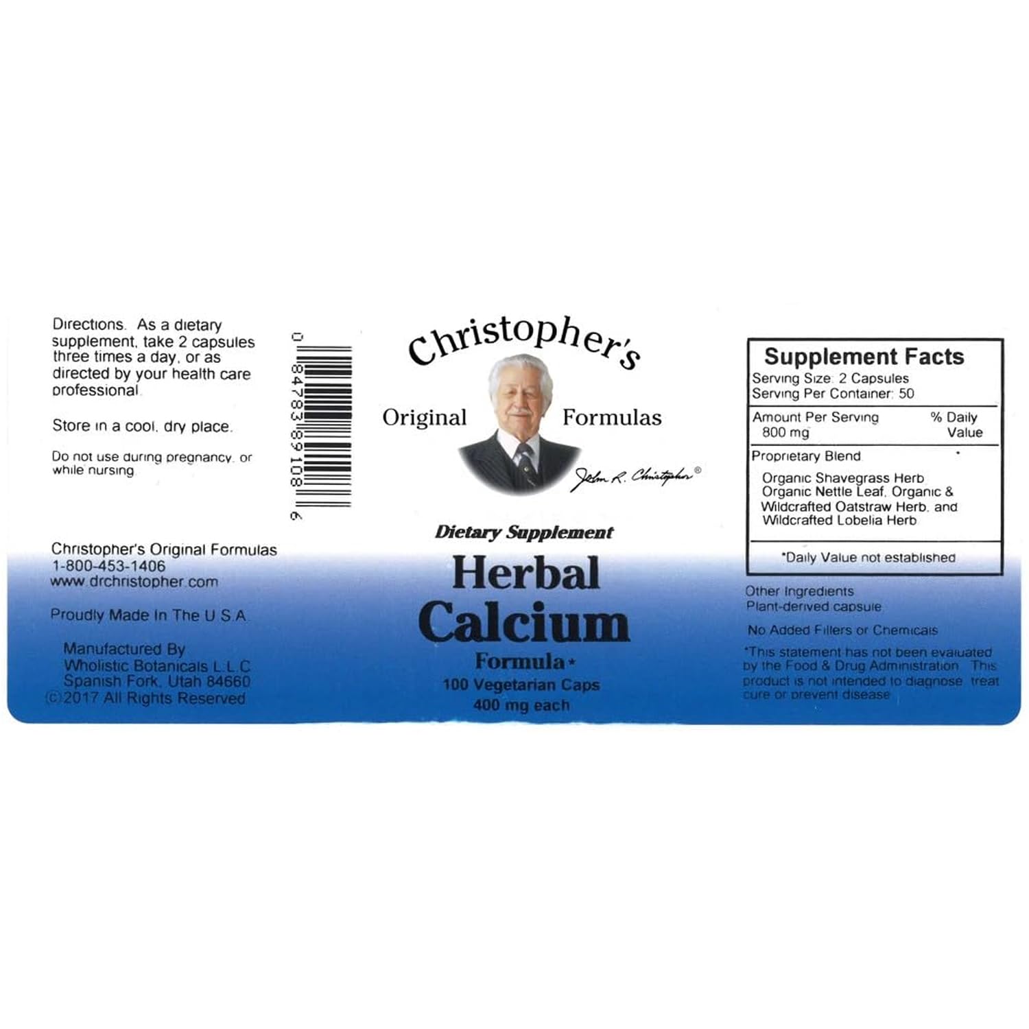 Christopher's Original Formulas Herbal Calcium capsules close-up highlights easy-to-swallow daily use