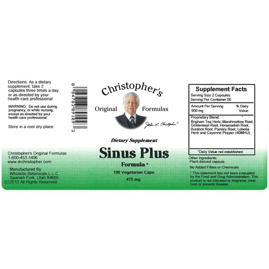 Christopher's Original Formulas Sinus Plus capsules ready for seasonal balance.
