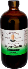 Christopher's Original Formulas Super Garlic Immune Syrup bottle front, pure herbal blend for everyday wellness.