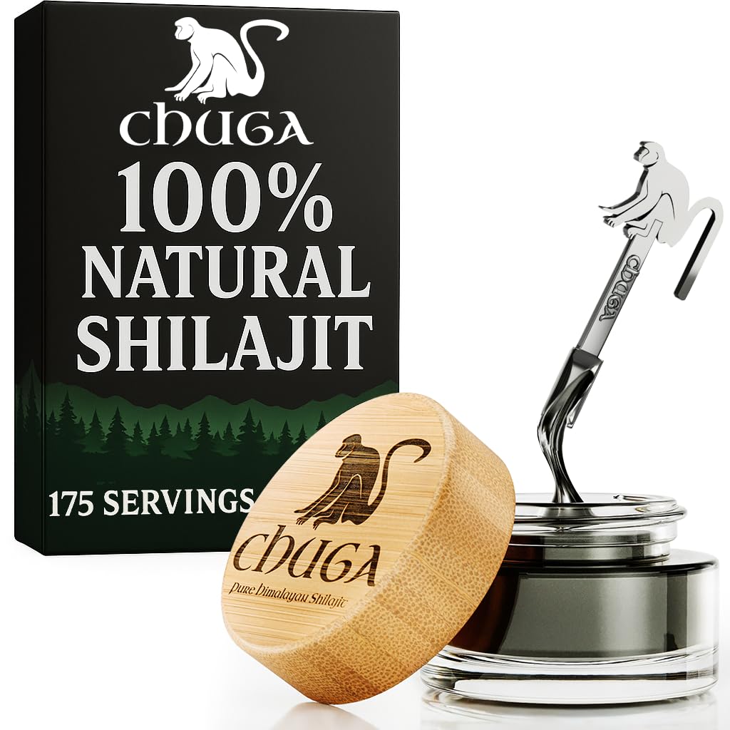 Chuga Shilajit resin harvested at 16k feet, rich in minerals for daily energy support.