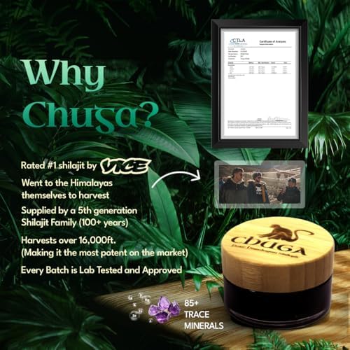 Chuga Shilajit jar closeup showing amber resin texture for daily wellness.