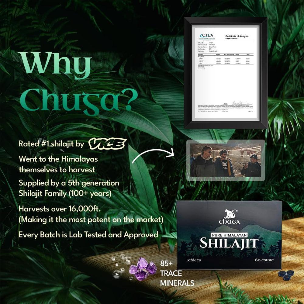 Chuga Shilajit tablets 2-pack front view for convenient daily use.
