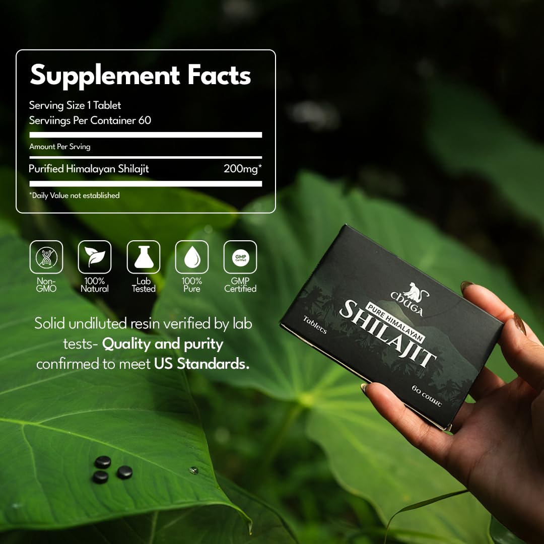 Chuga Shilajit tablets fulvic-acid content visual signaling enhanced nutrient bioavailability.