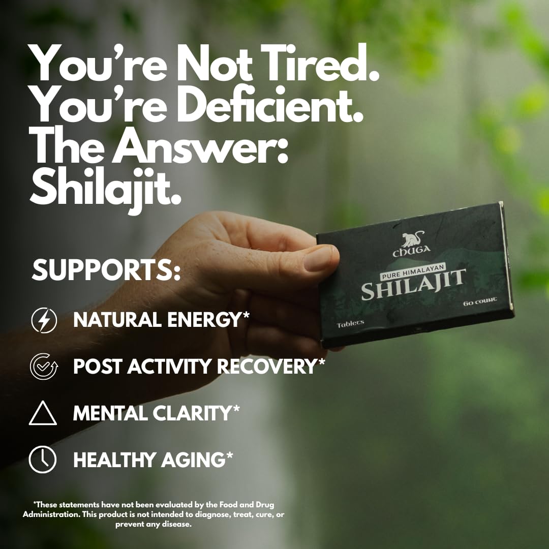 Chuga Shilajit tablets mineral-rich formula highlighting essential trace minerals.