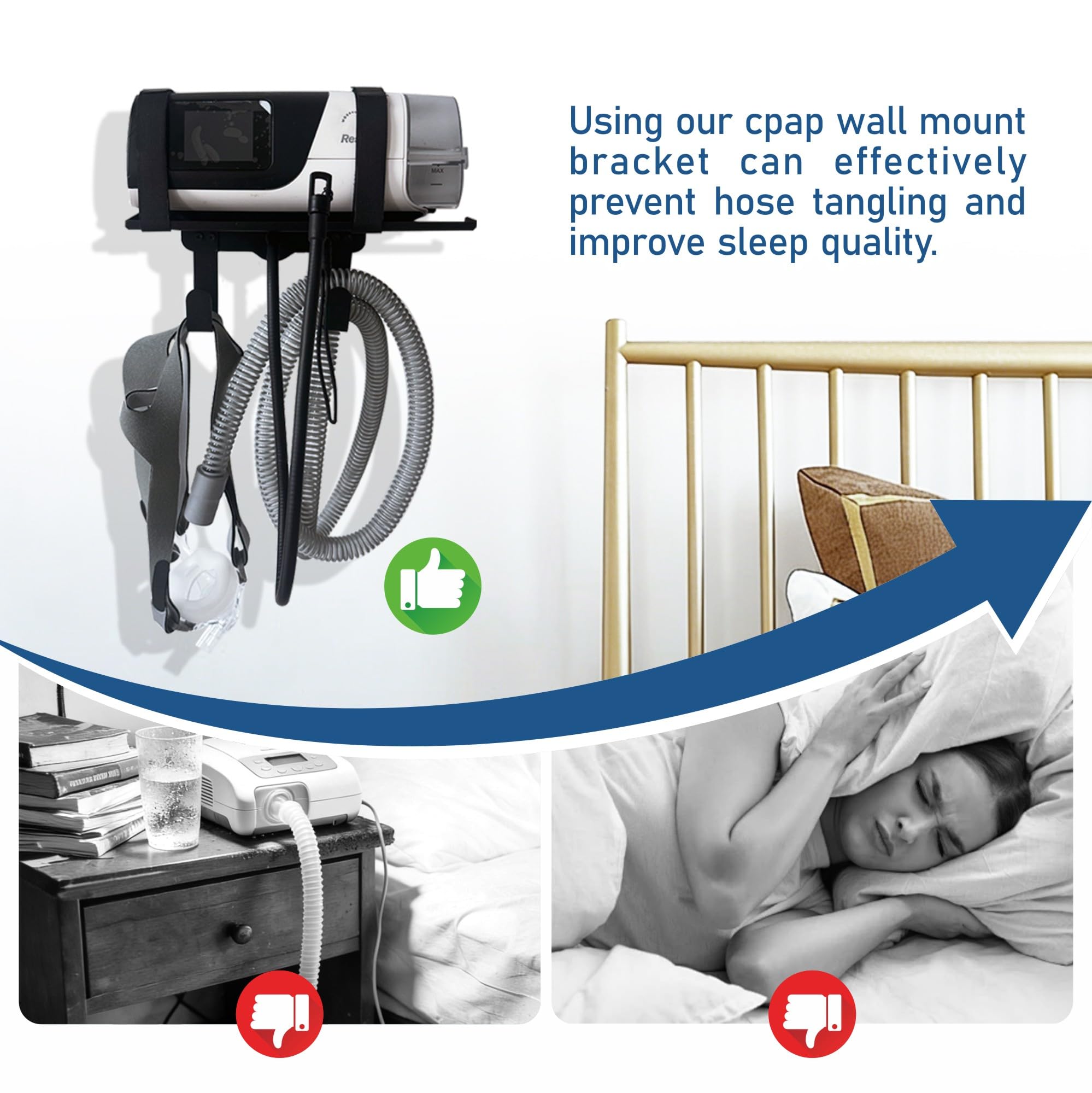 CHZHWFDC bedside shelf clears the nightstand while keeping hoses within reach