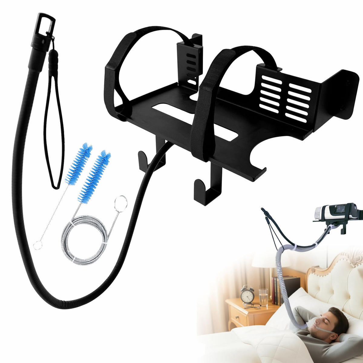 CHZHWFDC CPAP wall mount with adjustable arm for AirSense 10/11, easy reach and tidy setup