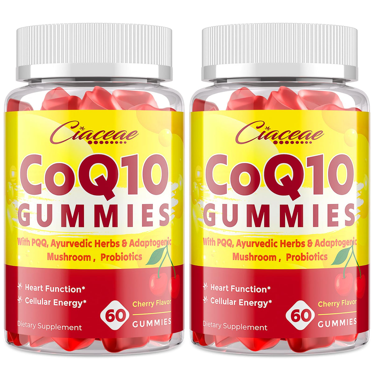 Ciaceae CoQ10 gummies bottle pouring for daily vitality