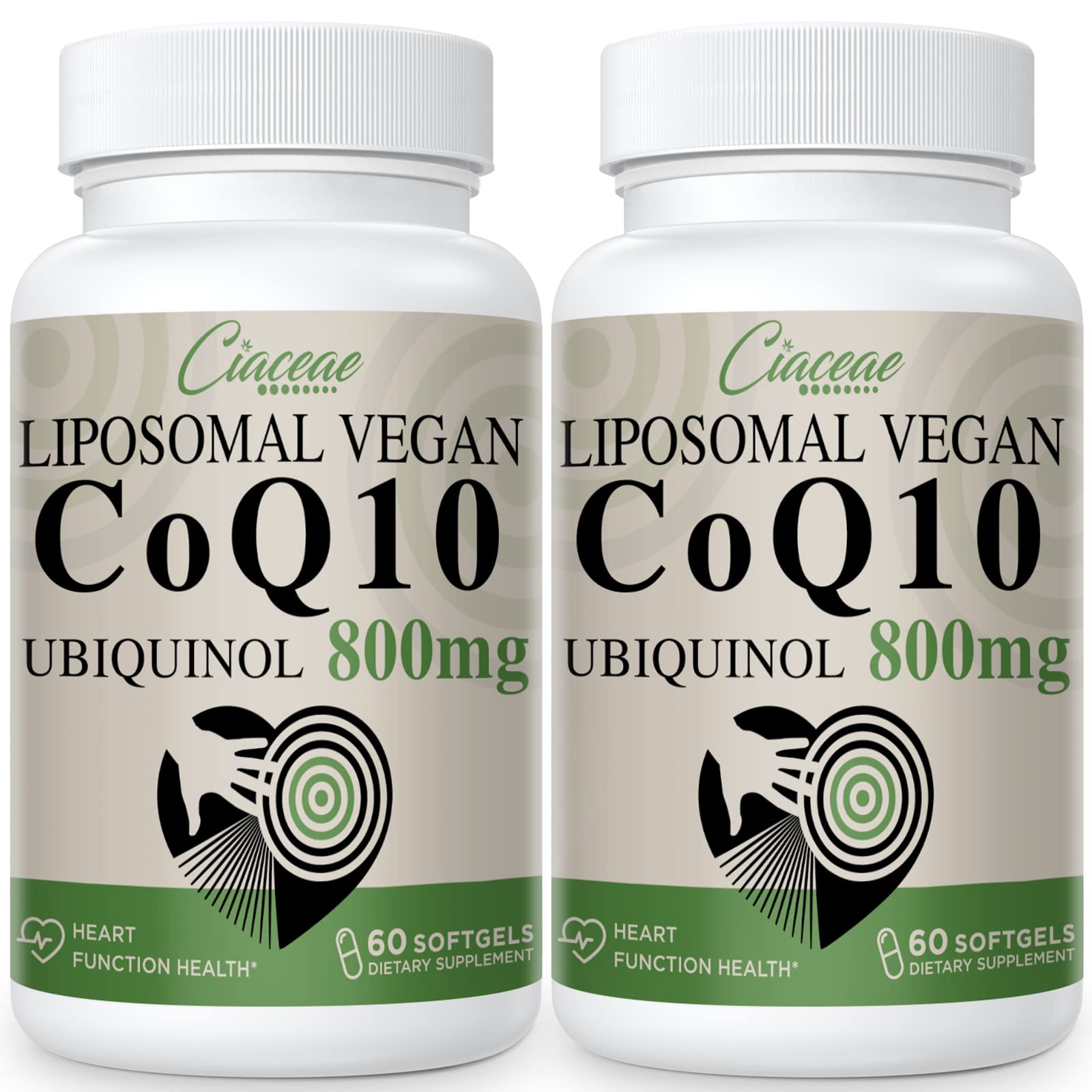 Ciaceae liposomal CoQ10 800mg softgel bottle for easy daily antioxidant support.