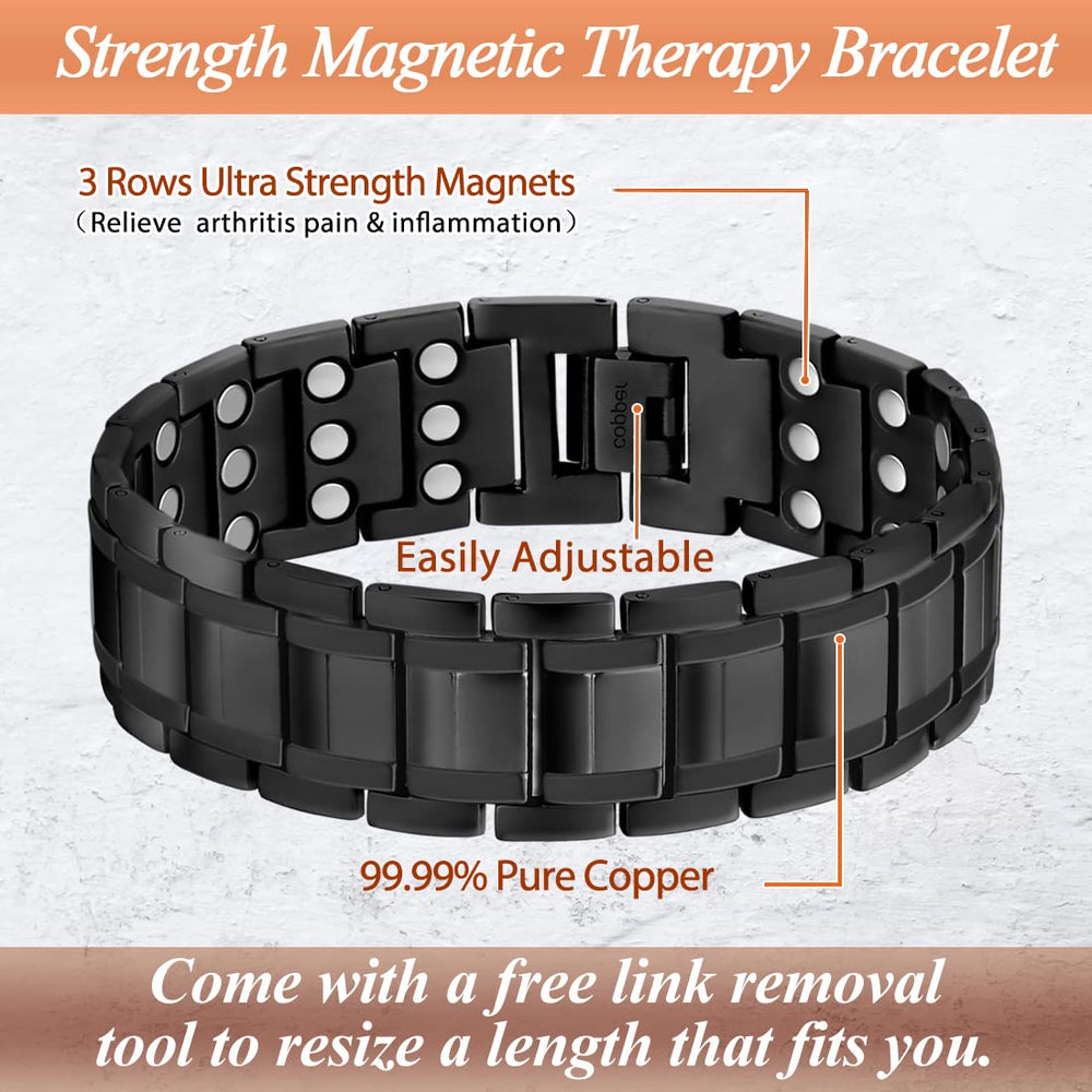Cigmag open design bracelet demonstrating adjustable fit for comfort.