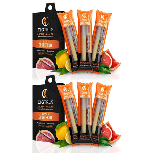 Cigtrus Grapefruit quit-smokeless inhaler 6-pack for discreet cravings relief on the go.