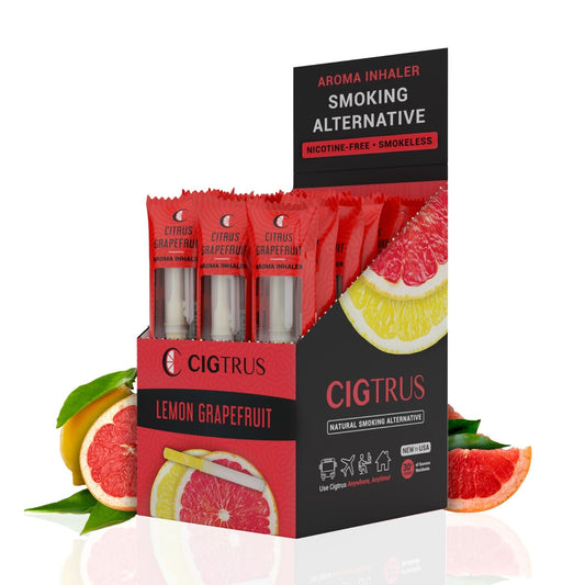 Cigtrus natural inhaler 20-pack front view with citrus grapefruit flavor for discreet craving management