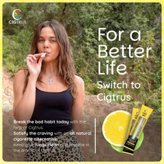 Cigtrus nicotine-free inhaler close-up highlighting natural aroma.
