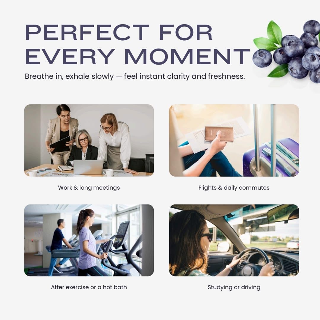 Cigtrus O₂ Inhaler blueberry-compact offers quick oxygen boosts during travel.