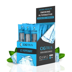 Cigtrus Quit Smoking Inhaler case showcasing icy peppermint flavor for on-the-go relief.