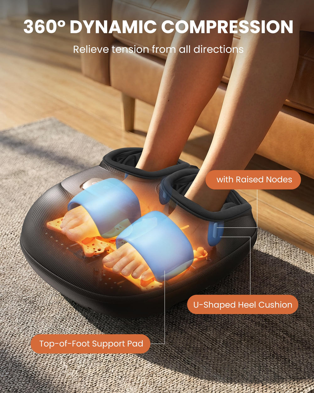 CILI Shiatsu foot massager targets heel to toe for customized comfort and tension relief.