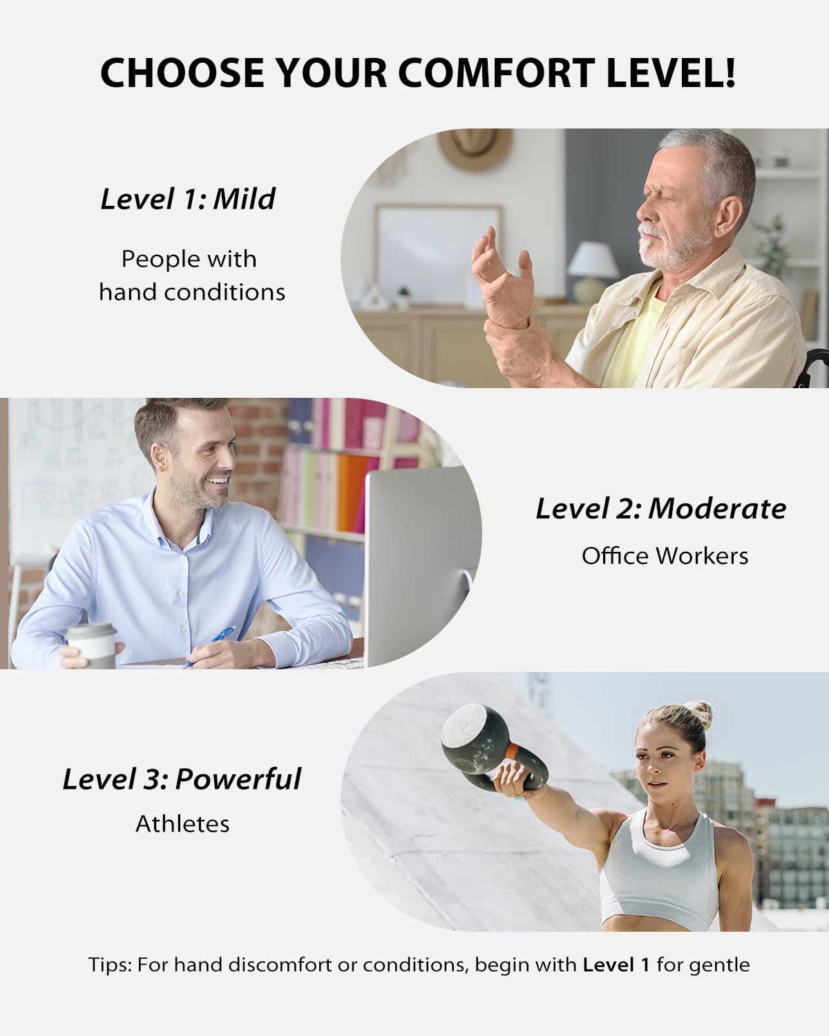 CINCOM Massaging fingers and wrists image demonstrates targeted relief during daily tasks