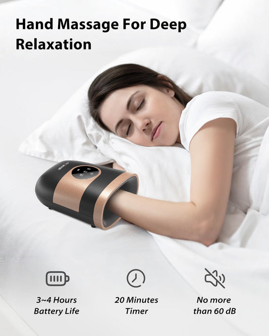 CINCOM Hand Massager heat pads close-up highlighting soothing warmth for joints