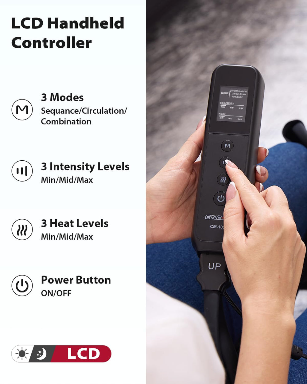 CINCOM leg massager zipper design eases wearing, especially for seniors.