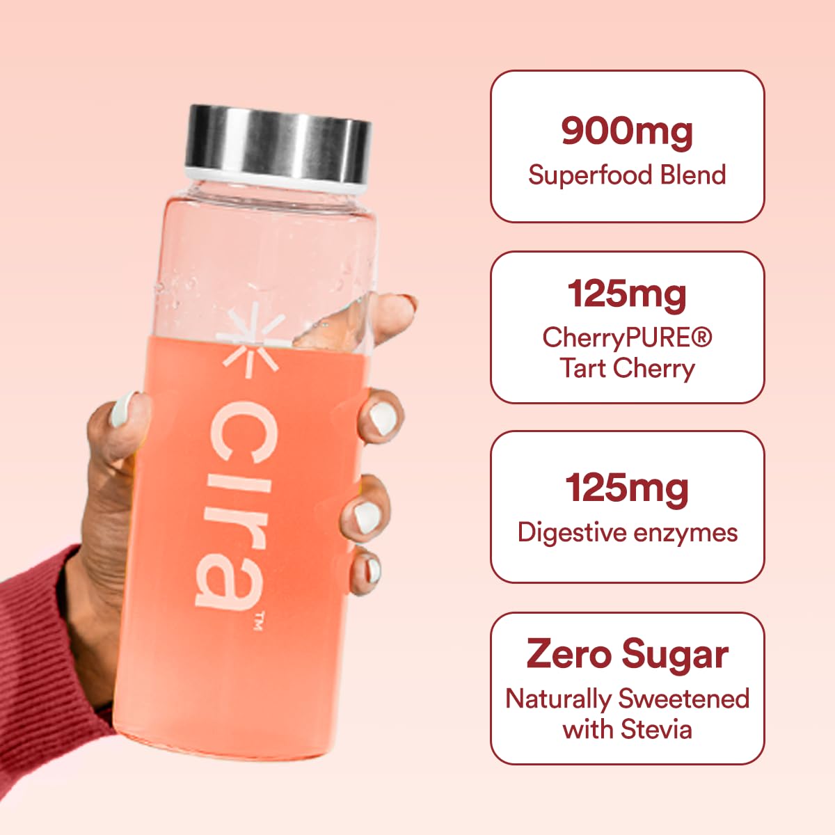 Cira Glow-Getter Reds berry-fruit blend with natural flavor and nutrients.