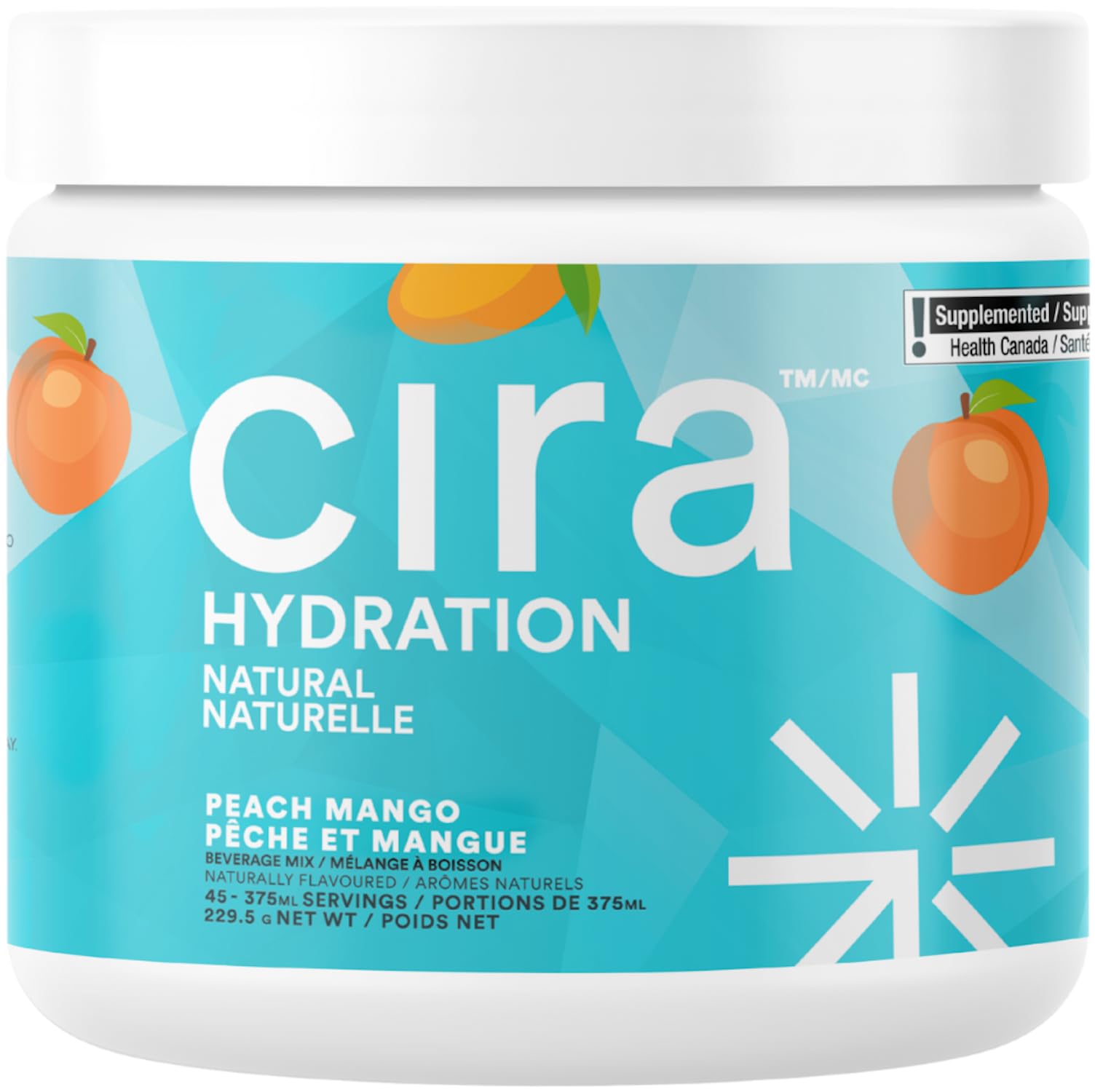 Cira Hydration Peach Mango powder dissolving in water for a refreshing electrolyte boost.