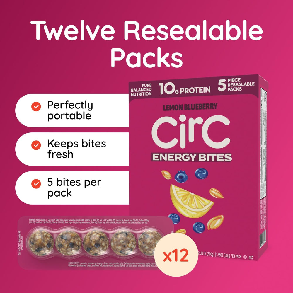 Close-up of CirC Energy Bites texture and bite-sized shape.