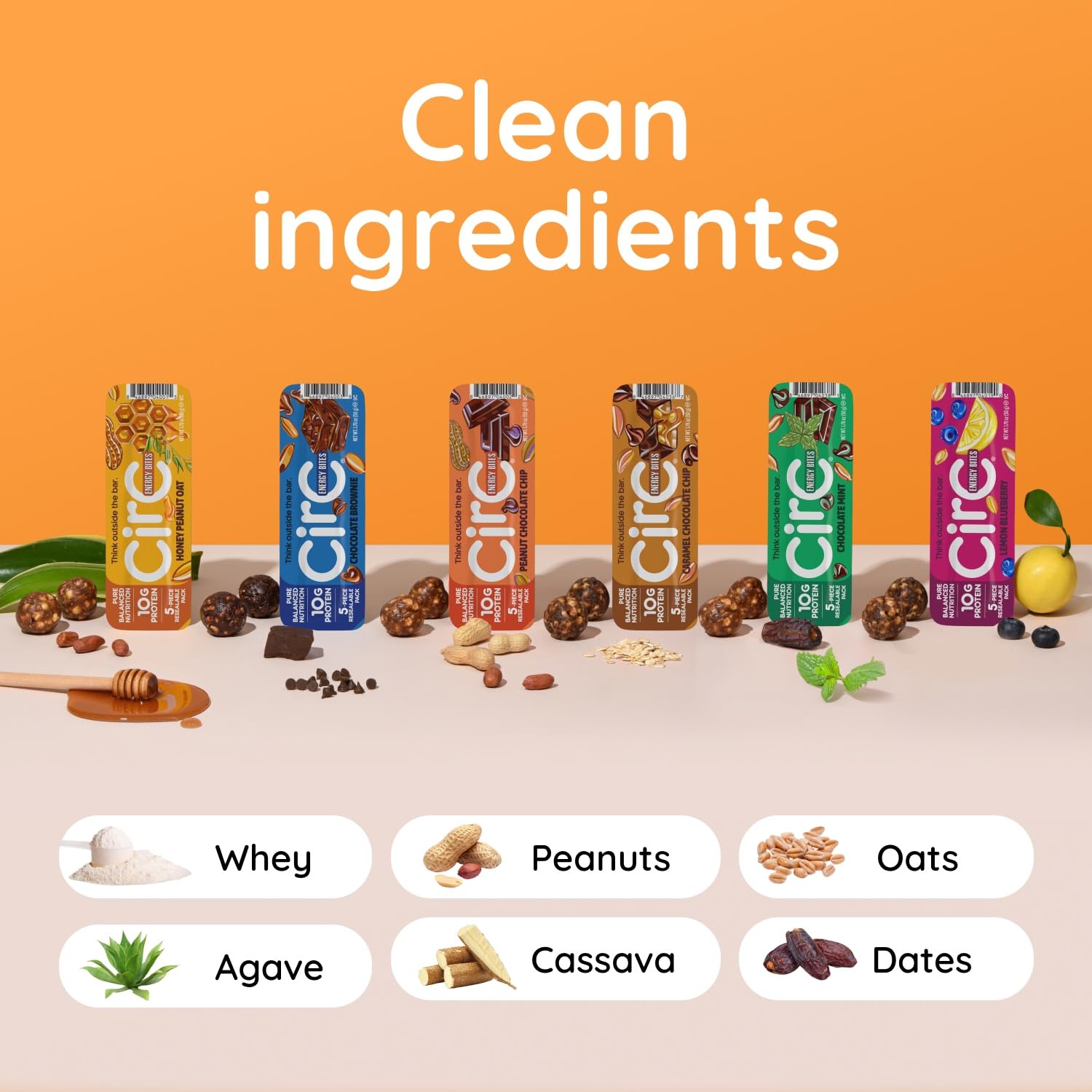 Circ Energy Bites on-the-go packaging demonstrates compact, travel-friendly design