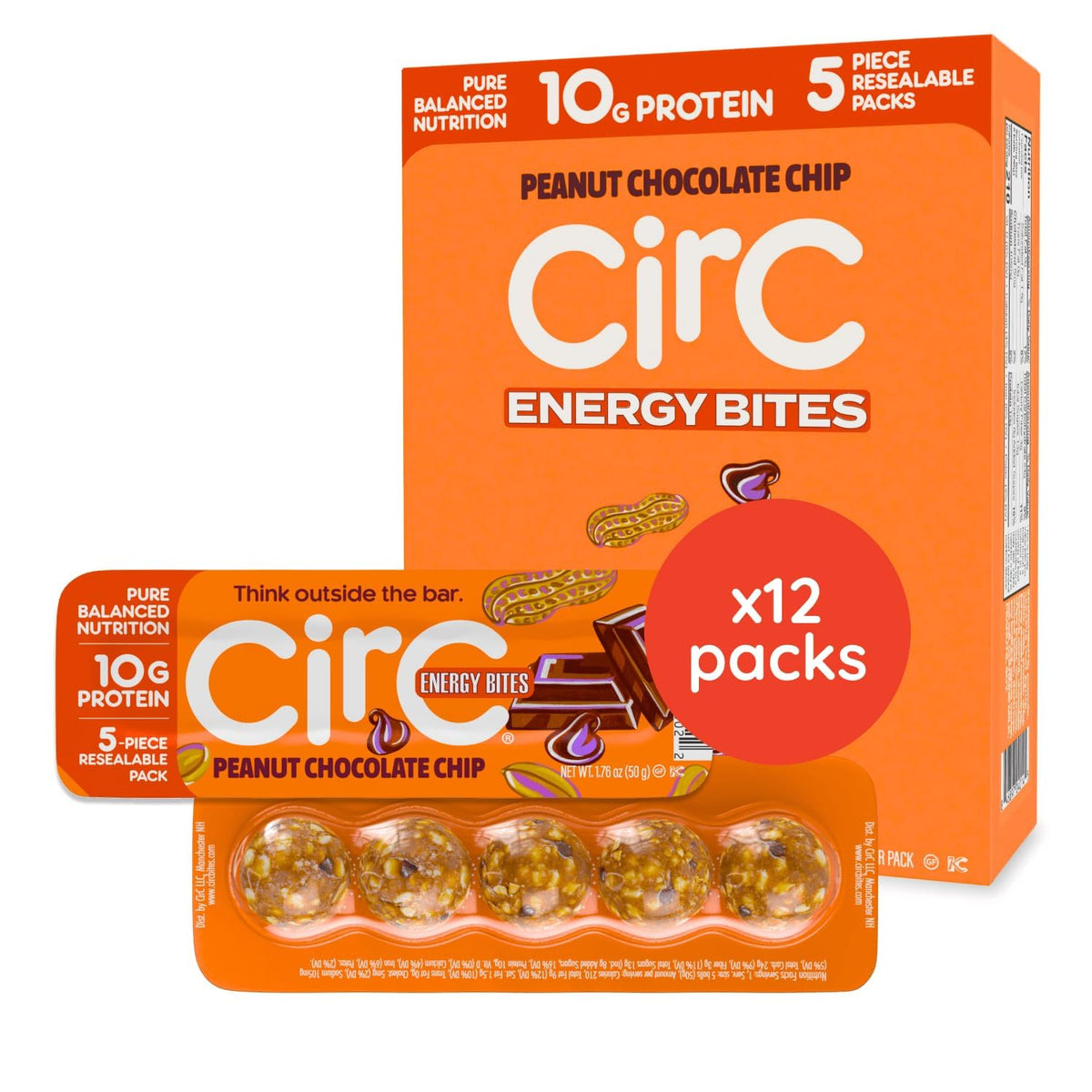 Circ Energy Bites tray with 12-pack shows easy portion-controlled snacking on the go
