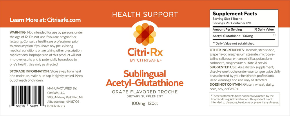 CitriRx grape lozenges pack emphasizes a long-lasting 4-month supply.
