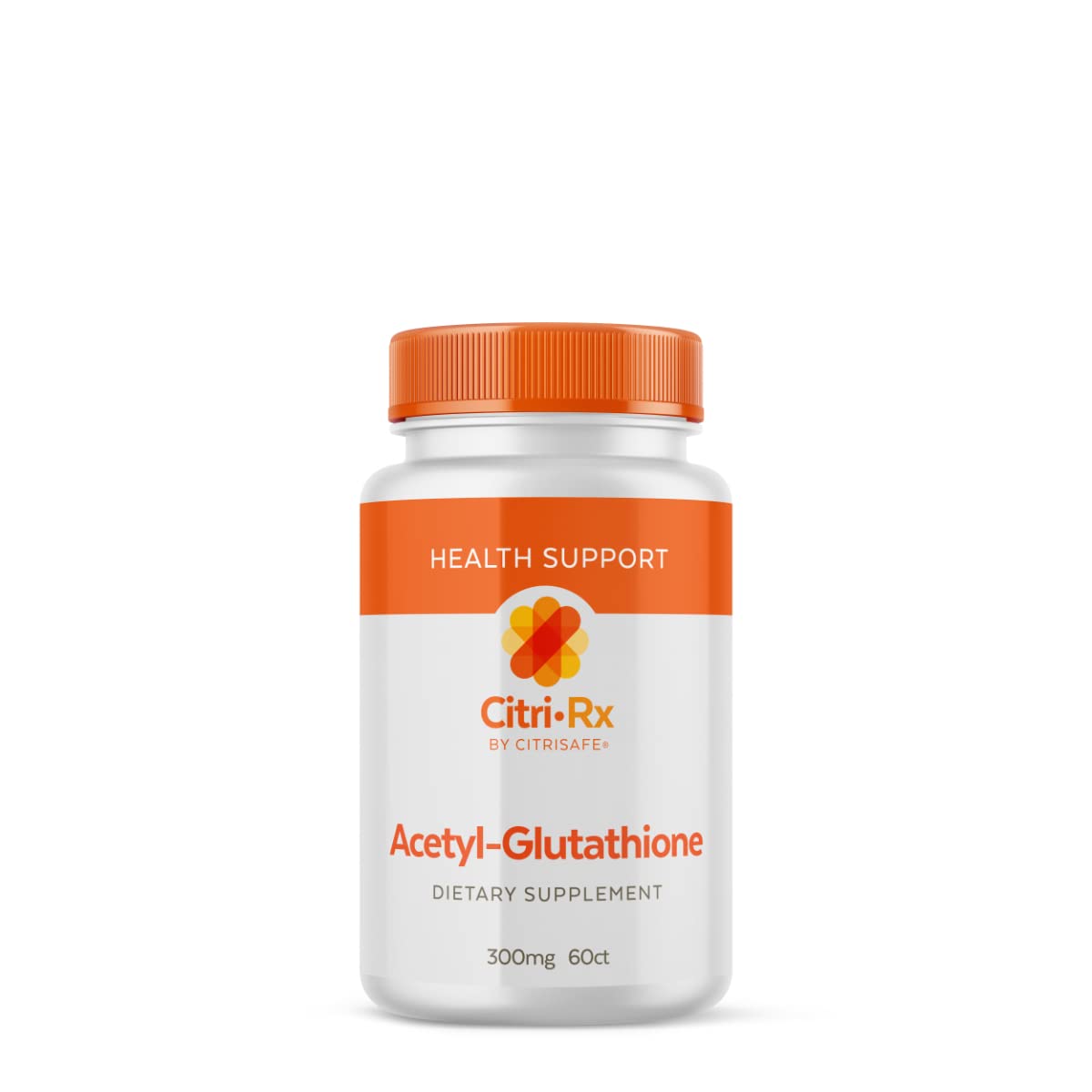 CitriRx Acetyl Glutathione bottle label highlights premium antioxidant support