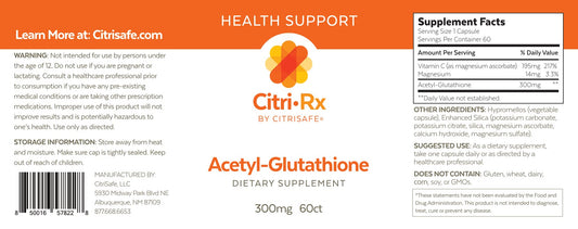 CitriRx Acetyl Glutathione capsules close-up for daily supplementation