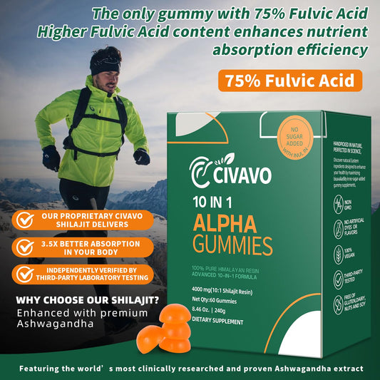 Civavo gummies close-up showing texture and amber color for natural energy support