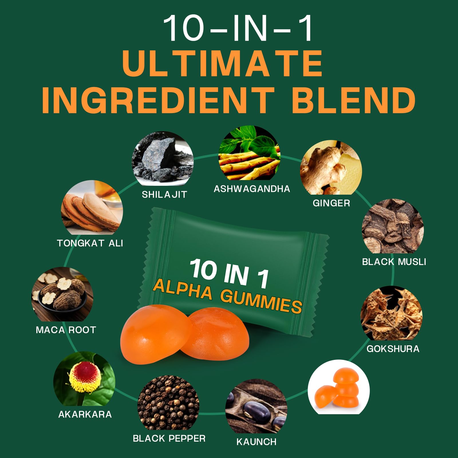 Civavo ingredients close-up featuring ashwagandha, maca, and tongkat ali adaptogens
