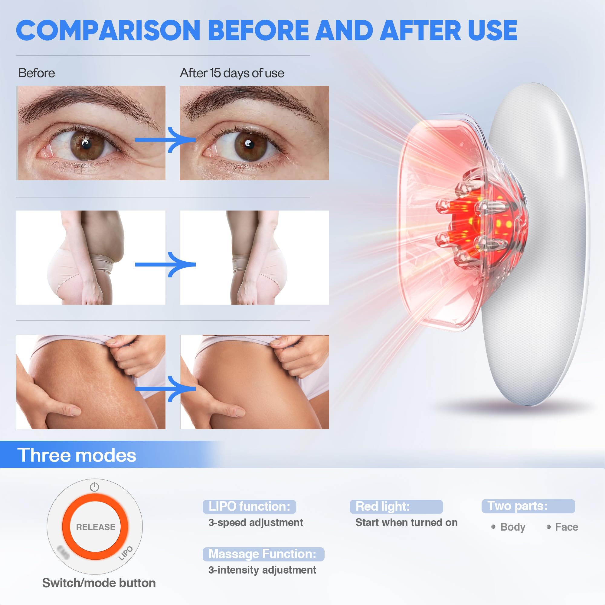 Ciyada 3-in-1 body sculpting machine heat indicator close-up for soothing sessions