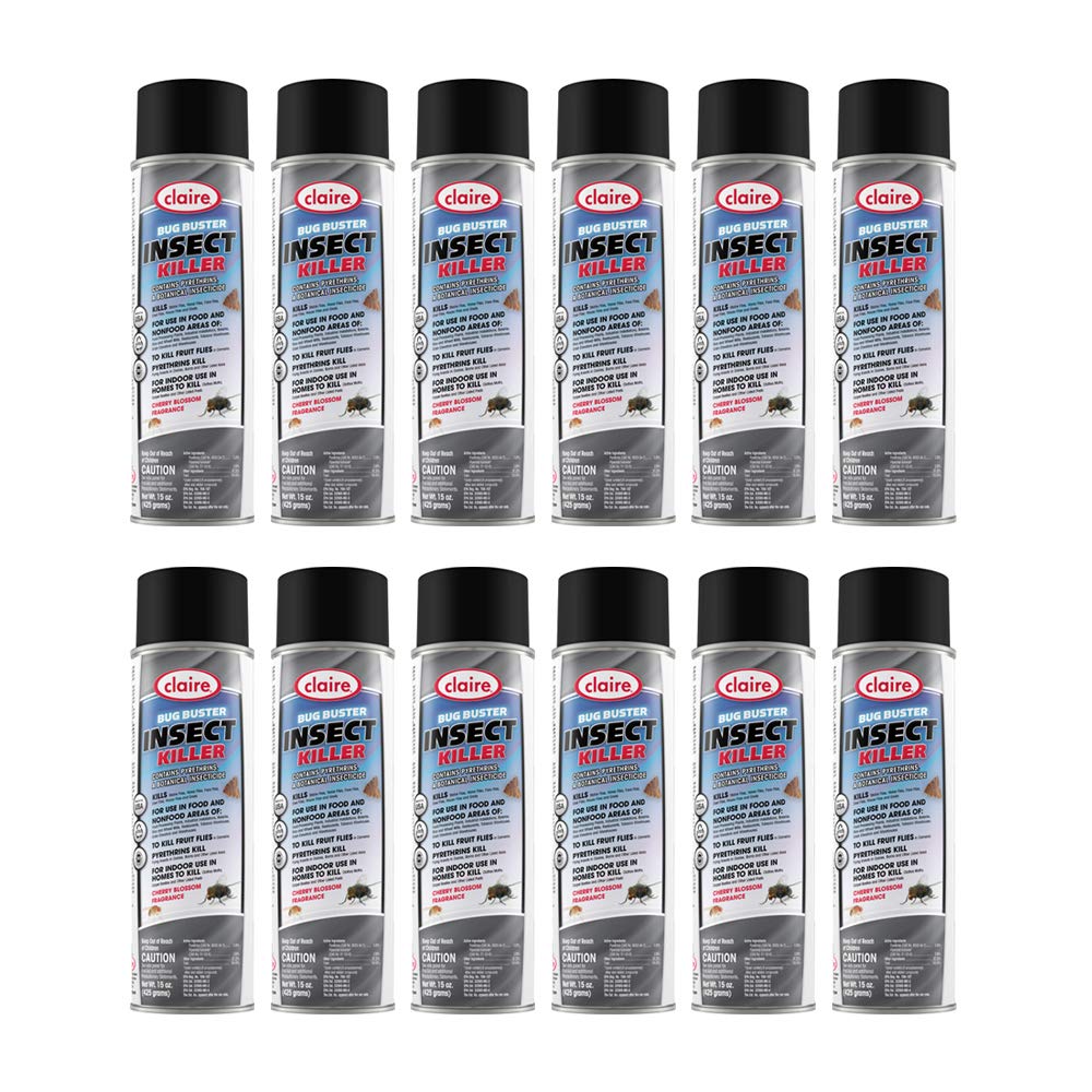 Claire Bug Buster bottle for indoor and outdoor pest control in barns and dairies.