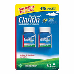 Claritin 10 mg bottle front view for daytime allergy relief