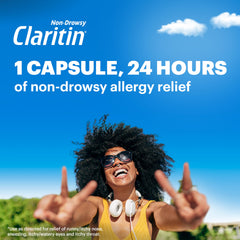Claritin 24-hour non-drowsy relief suitable for daytime activities.