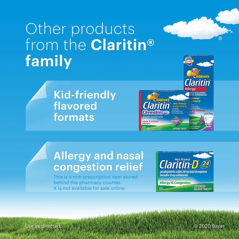 Claritin packaging for children 6 years and older symbol