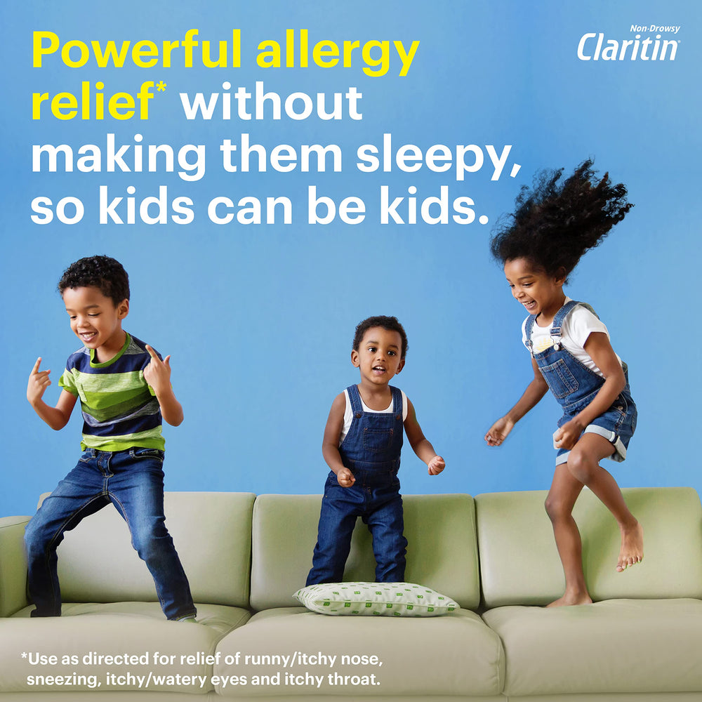 Claritin Children's Chewables Grape packaging on the go for families