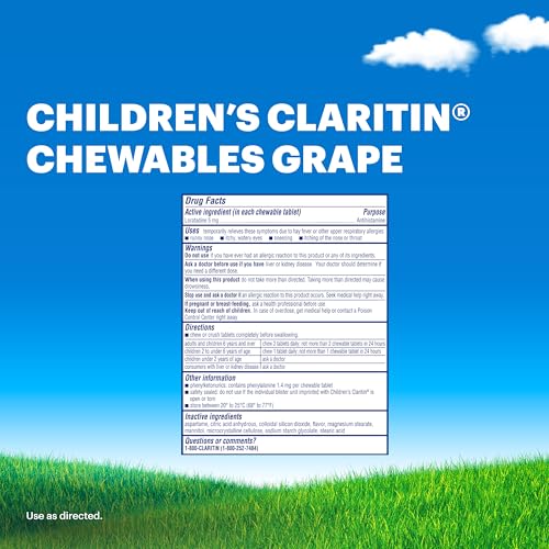 Claritin Children’s kid-friendly dosing chart on packaging.