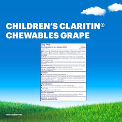 Claritin Children’s kid-friendly dosing chart on packaging.