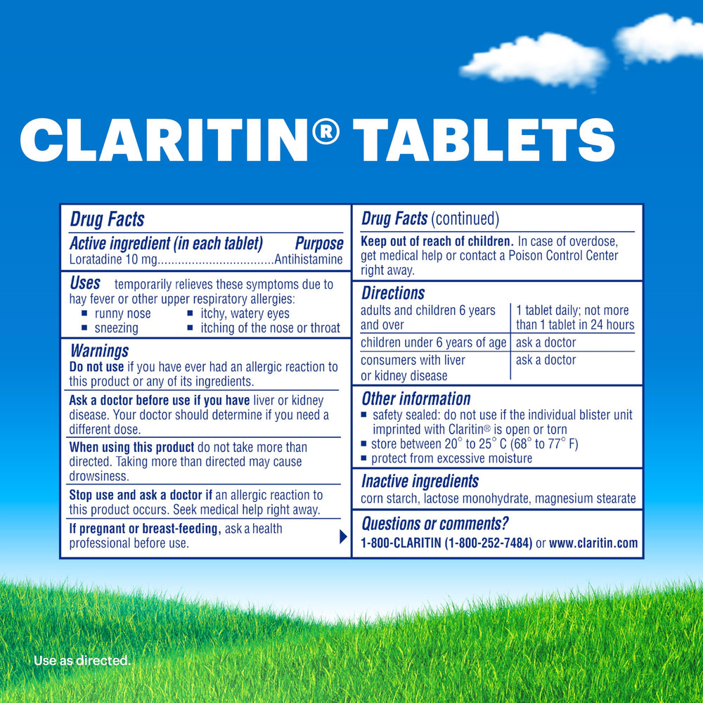 Daily-use scene with Claritin on a dresser for daytime management.