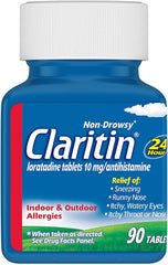 Claritin indoor outdoor use with bottle demonstrates all day allergy support