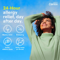 Claritin Liqui-Gels package on desk indicating 24-hour relief