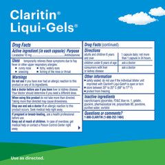 Claritin Liqui-Gels capsules close-up with 10 mg dose