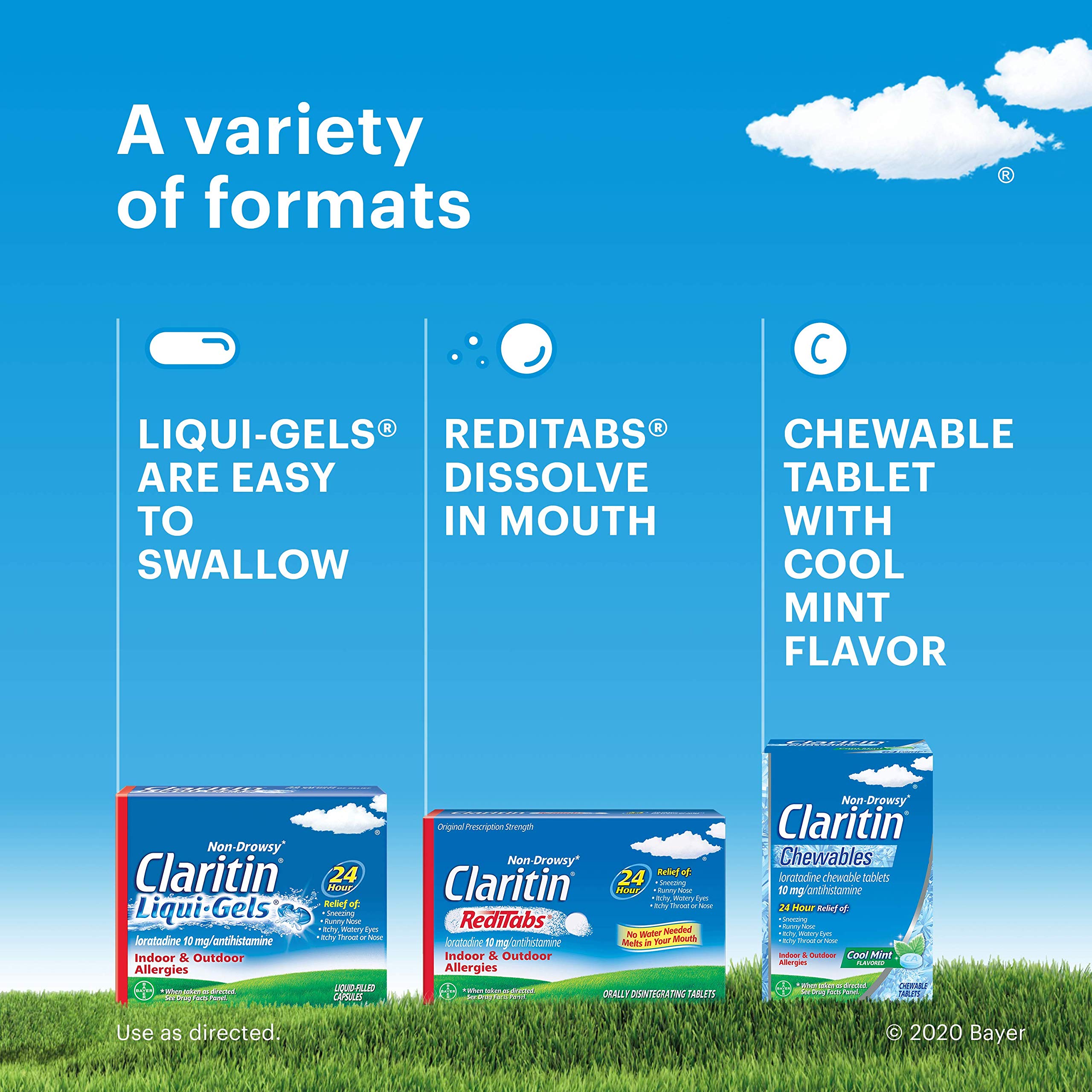Pack of 3 Claritin boxes shown for convenient allergy relief