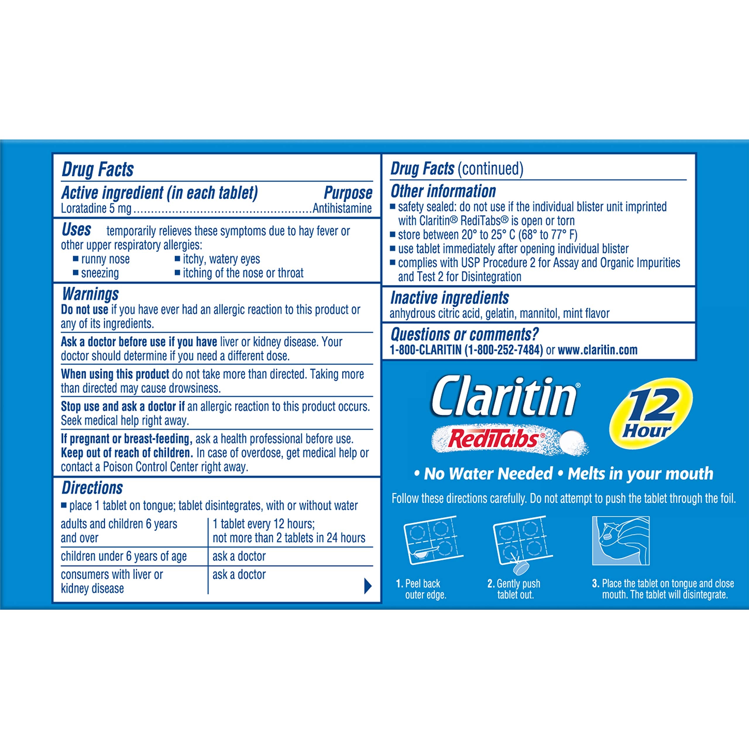 Claritin RediTabs orally dissolving tablet delivers fast 12 hour relief