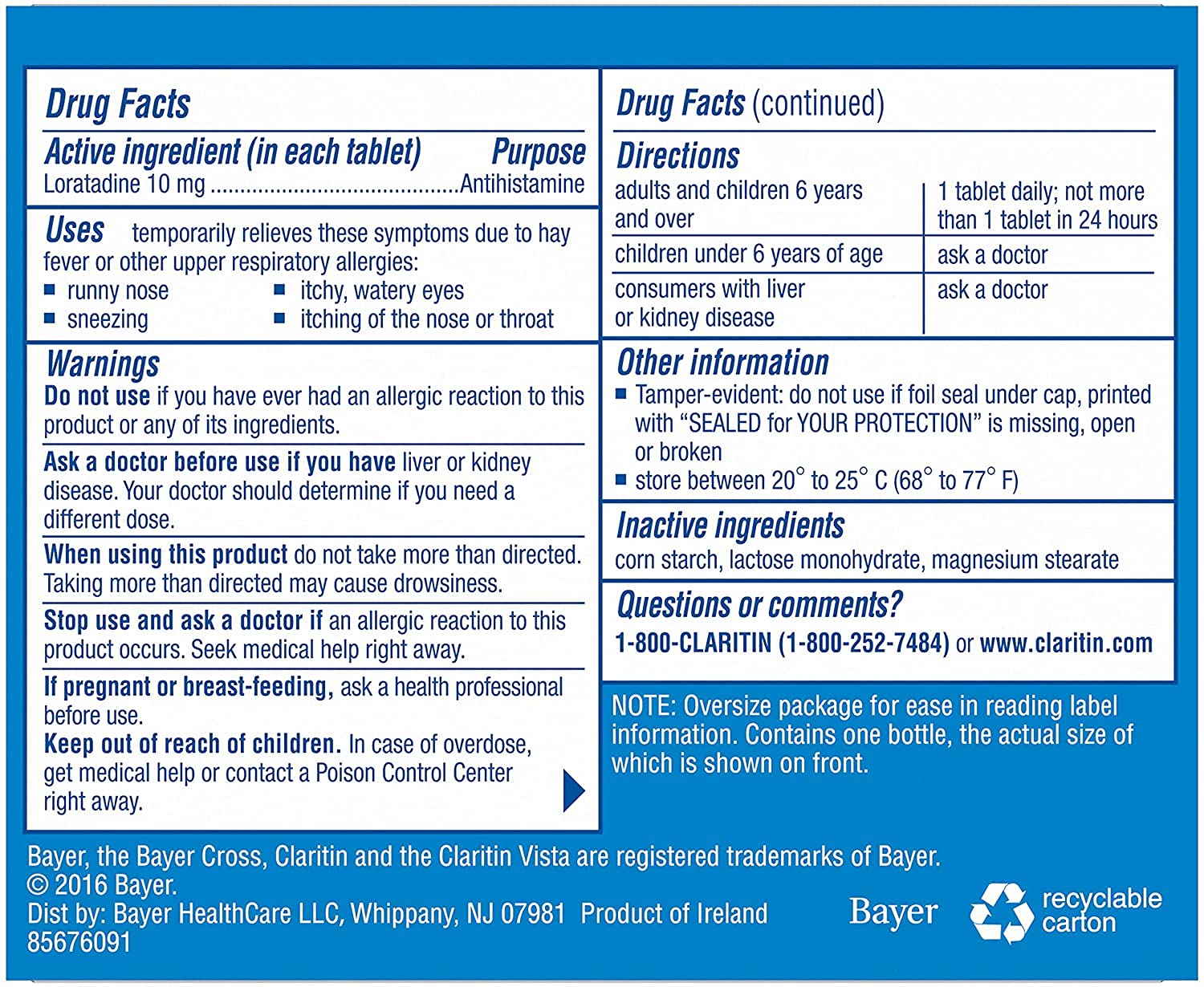 Claritin sneezing and watery eyes relief closeup for seasonal symptoms