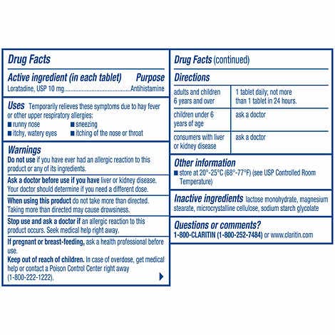 Claritin two-bottles-pack with 70-count and 45-count for extended use