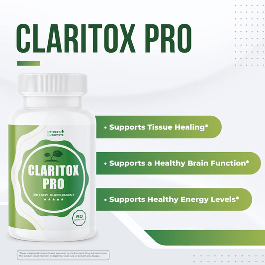 Claritox capsules-closeup highlights easy-to-take capsules for everyday vitality.