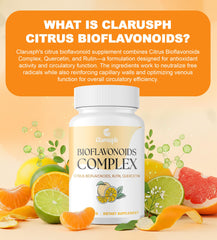 Clarusph packaging on shelf with vegan citrus bioflavonoids details.